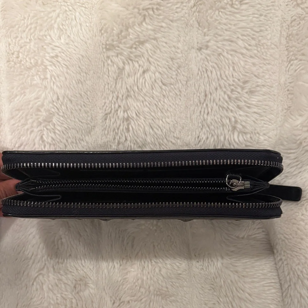 Jimmy Choo Navy Zippy Wallet with Silver Star Studs